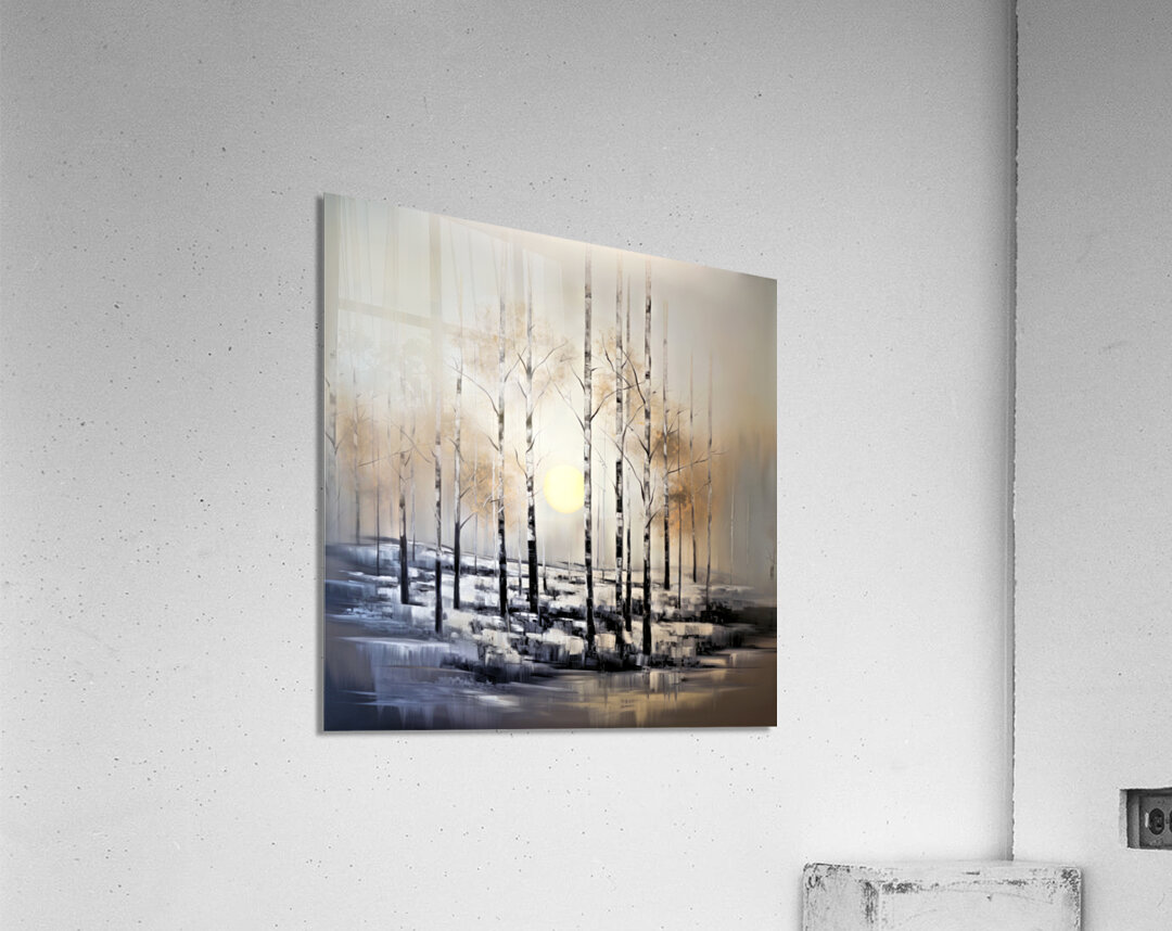 Birch Sunrise Impression acrylique