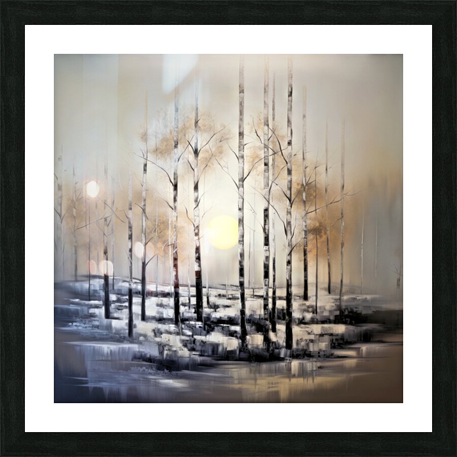 Birch Sunrise Impression et Cadre photo